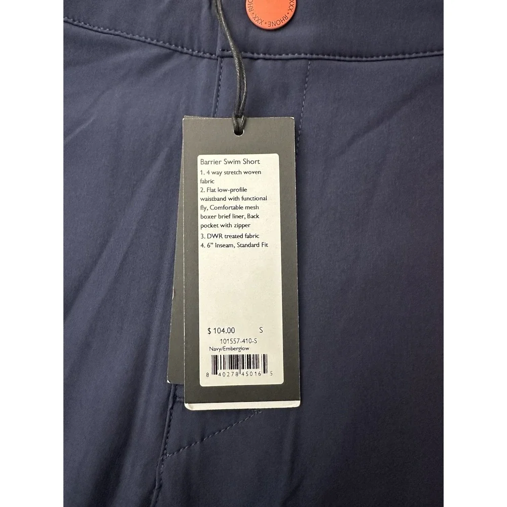 Rhône Barrier Swim Small Standard Fit Lined Navy/emberglow
